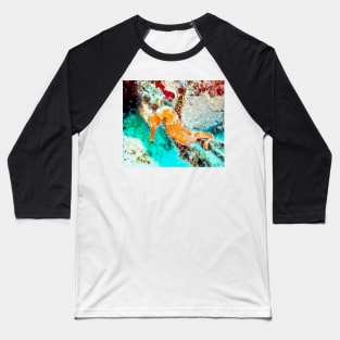 Orange Caribbean Sea Horse Baseball T-Shirt